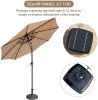 9 Ft Market Outdoor Aluminum Table Umbrella with Solar LED Led lights and Push Button Tilt