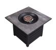 32 in. Square Ceramic Tile Top Outdoor Gas Fire Pit with Lava Rocks-Black, only for pick up