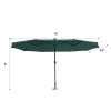 15FT Patio Double-Sided Umbrella with Solar LED Lights, Outdoor Market Umbrella with 48 Solar Powered LED Lights & Crank