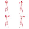 8FT Weather Resistant Yard Garden Windmill Red