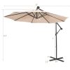 10 Feet Patio Solar Powered Cantilever Umbrella with Tilting System