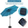 9 Ft Market Outdoor Aluminum Table Umbrella with Solar LED Led lights and Push Button Tilt