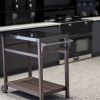 Outdoor Prep Dining Table; Movable Pizza Oven Stand;  Stainless Steel Patio Bar Cart; Patio Grilling Backyard BBQ Grill Cart