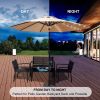 9 Ft Market Outdoor Aluminum Table Umbrella with Solar LED Led lights and Push Button Tilt