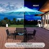 9 Ft Market Outdoor Aluminum Table Umbrella with Solar LED Led lights and Push Button Tilt