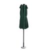 15FT Patio Double-Sided Umbrella with Solar LED Lights, Outdoor Market Umbrella with 48 Solar Powered LED Lights & Crank