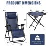 Pool Garden Patio Portable Zero Gravity Folding Reclining Lounge Chairs Table 3 Pieces Set