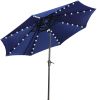 9 Ft Market Outdoor Aluminum Table Umbrella with Solar LED Led lights and Push Button Tilt