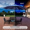 9 Ft Market Outdoor Aluminum Table Umbrella with Solar LED Led lights and Push Button Tilt