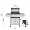 4-Burner Propane Gas Grill with Side Burner;  Stainless Steel;  Cabinet for BBQ (only for pickup)